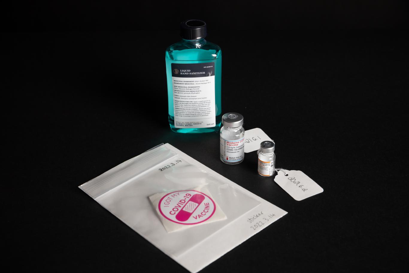 A collection of medical items related to Covid-19.